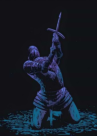 Kneeling Knight with Sword Raised