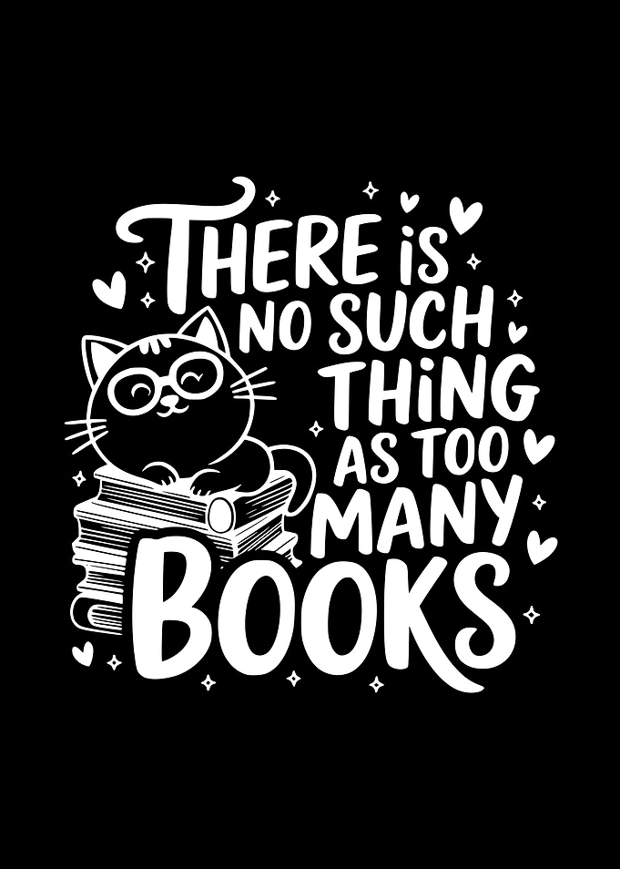 Cat and Books Typography Design