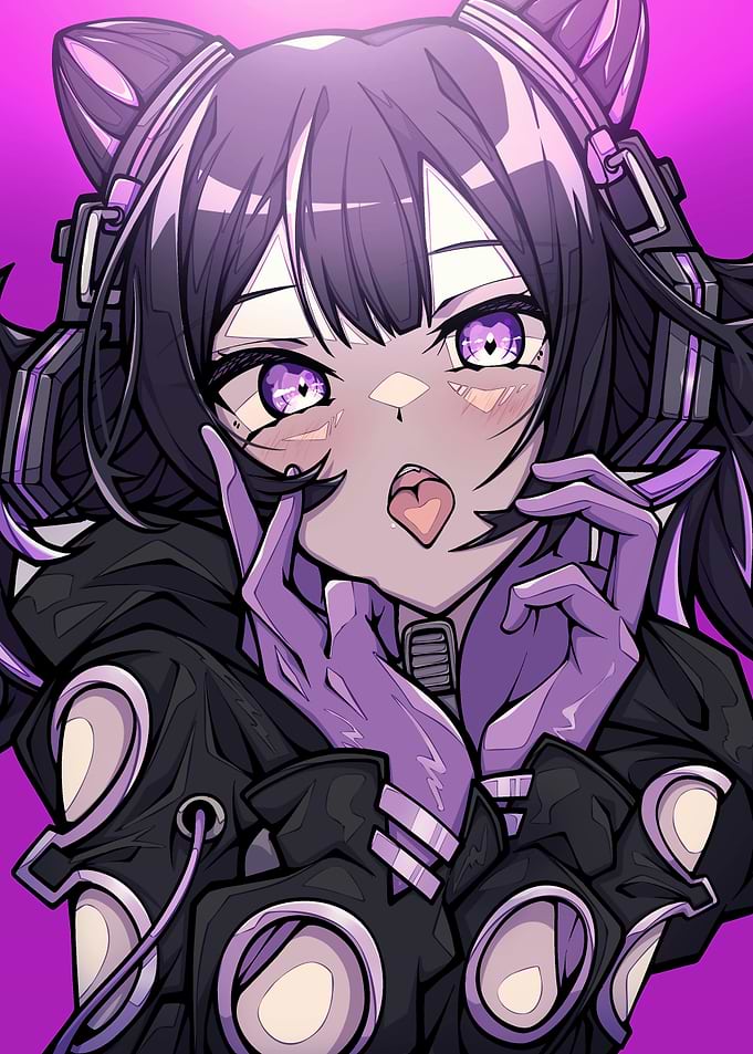Anime Girl with Cat Ears Headset
