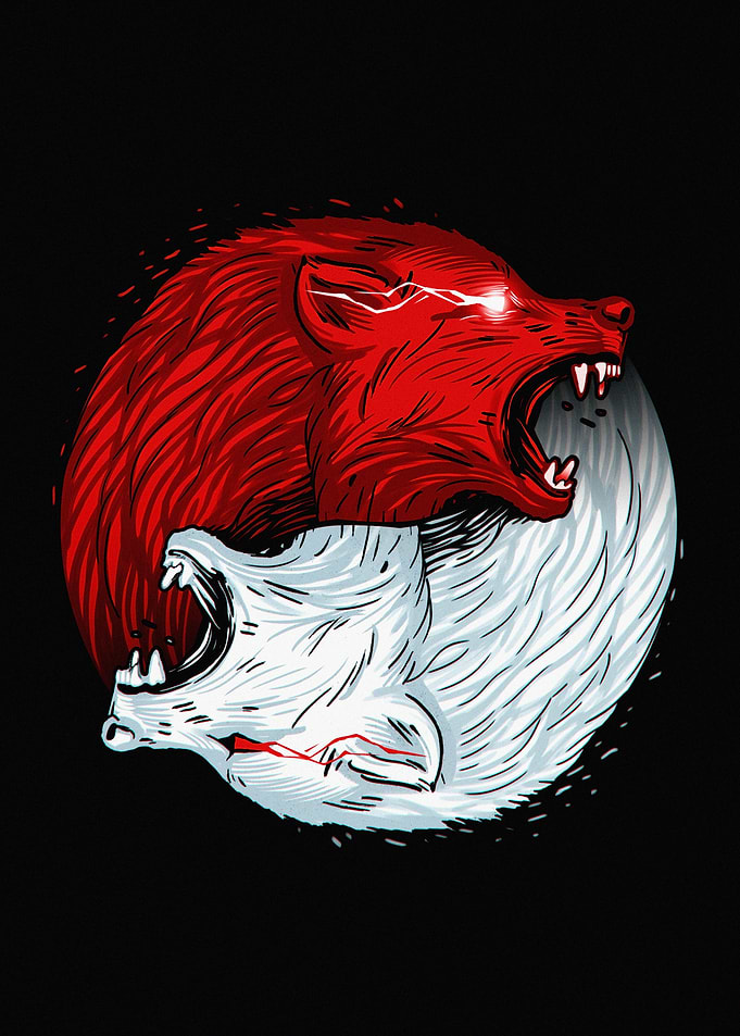 Red and White Wolf Yin Yang