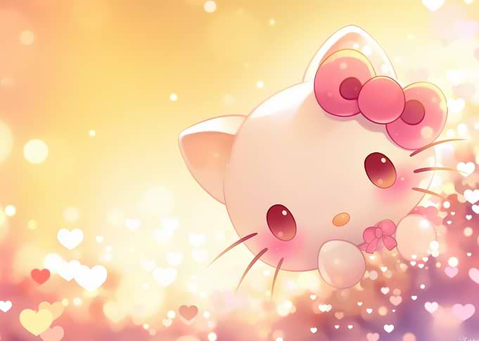 Hello Kitty with Hearts Background