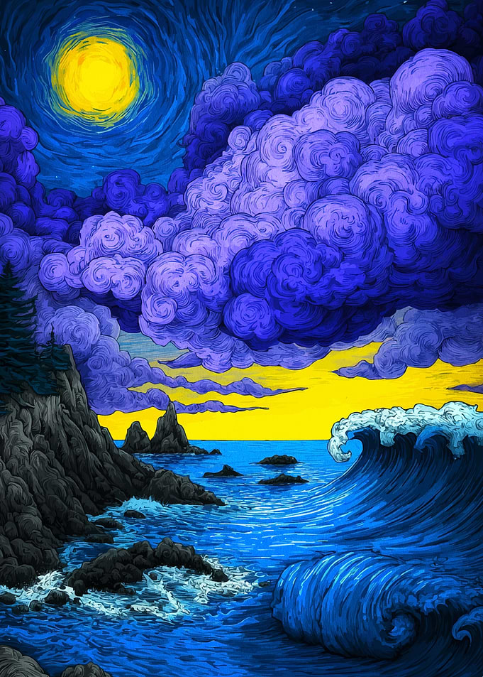 Coastal Landscape Waves Clouds