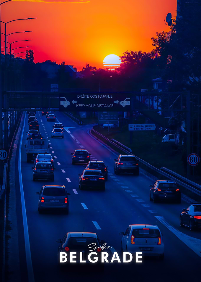 Belgrade Serbia Highway Sunset