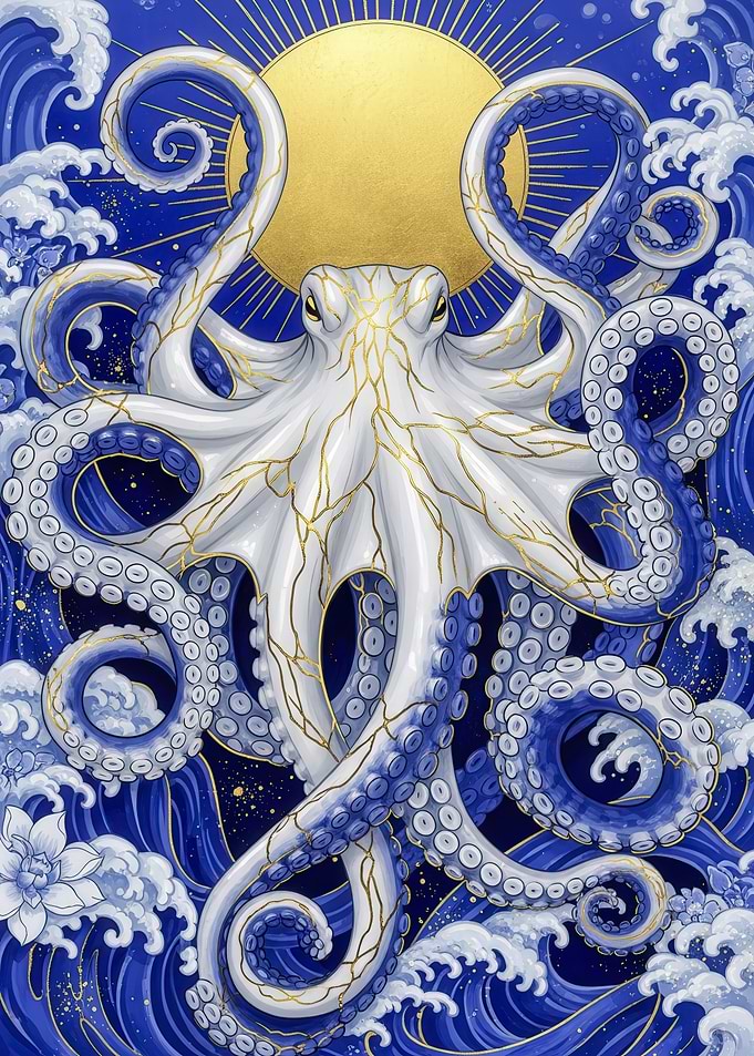 Octopus with Golden Sun