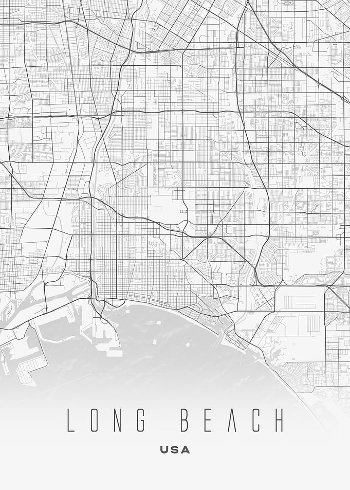 Long Beach, USA - Minimalist Urban Poster, Contemporary Art Print