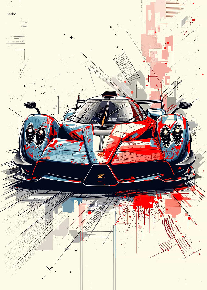Red and Blue Race Car Illustration