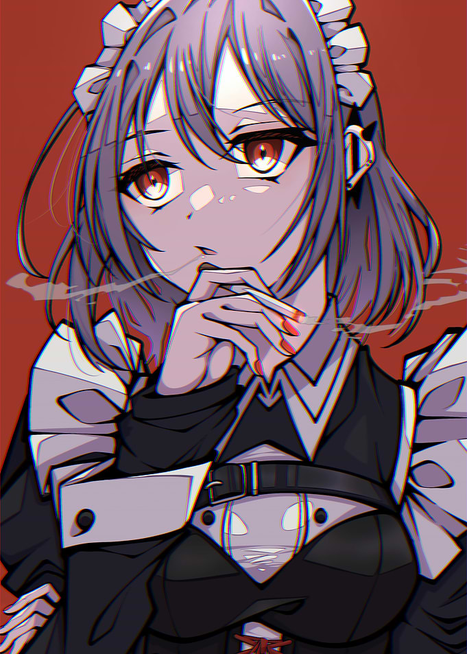 Anime Maid Smoking