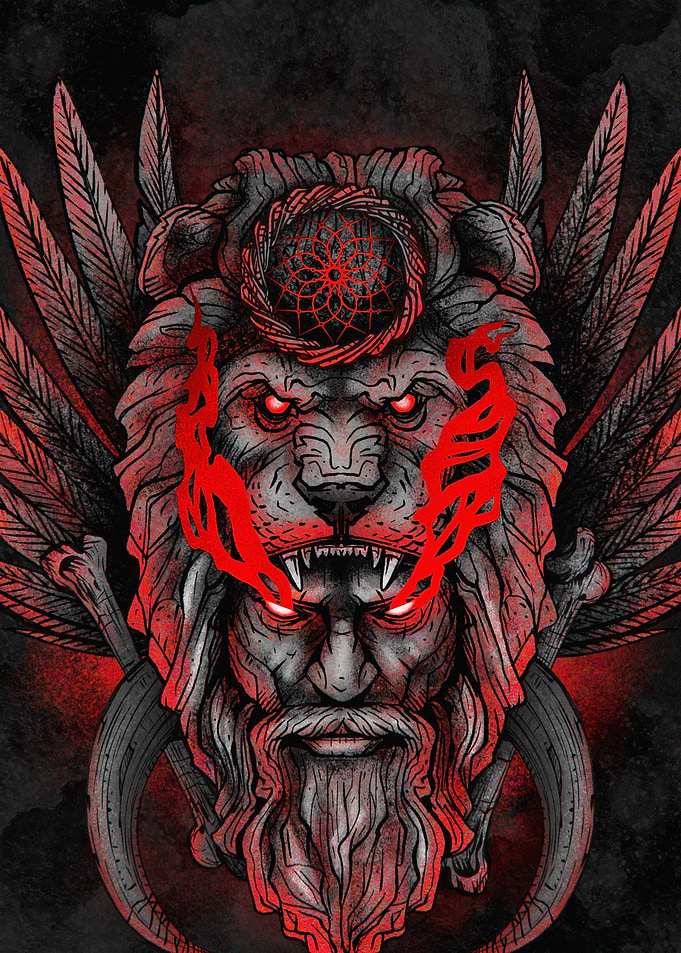 Lion Mask Shaman with Dreamcatcher