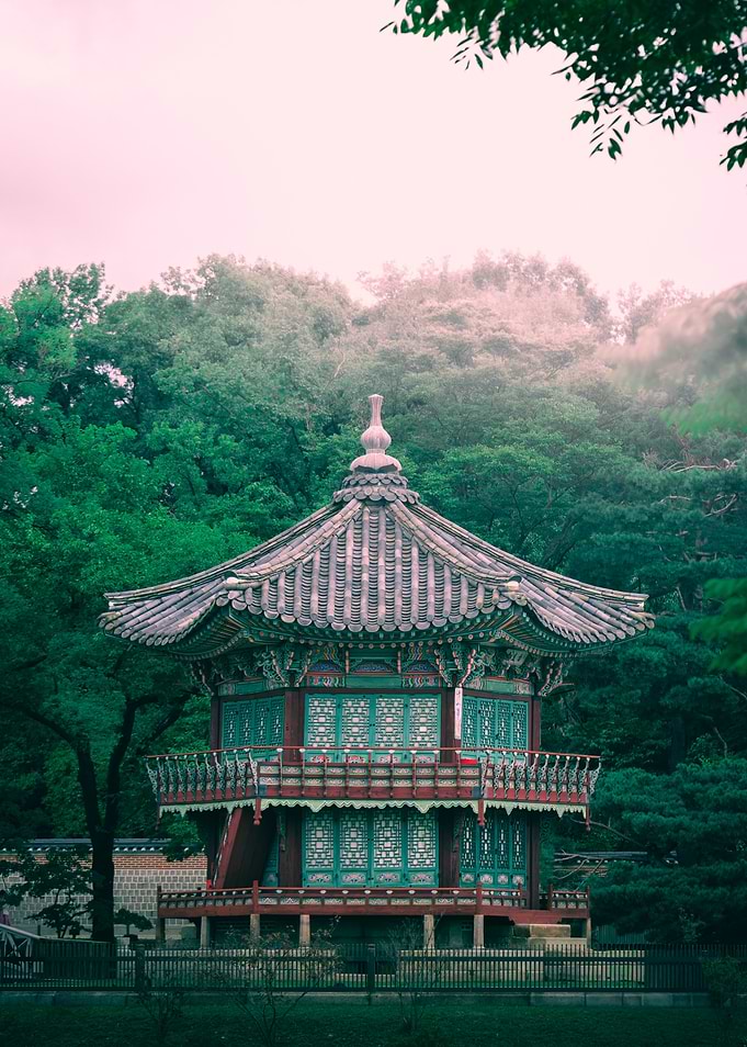Korean Pagoda in Lush Greenery