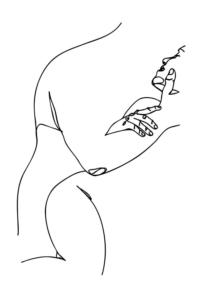 Minimalist Line Art: Woman with Hand