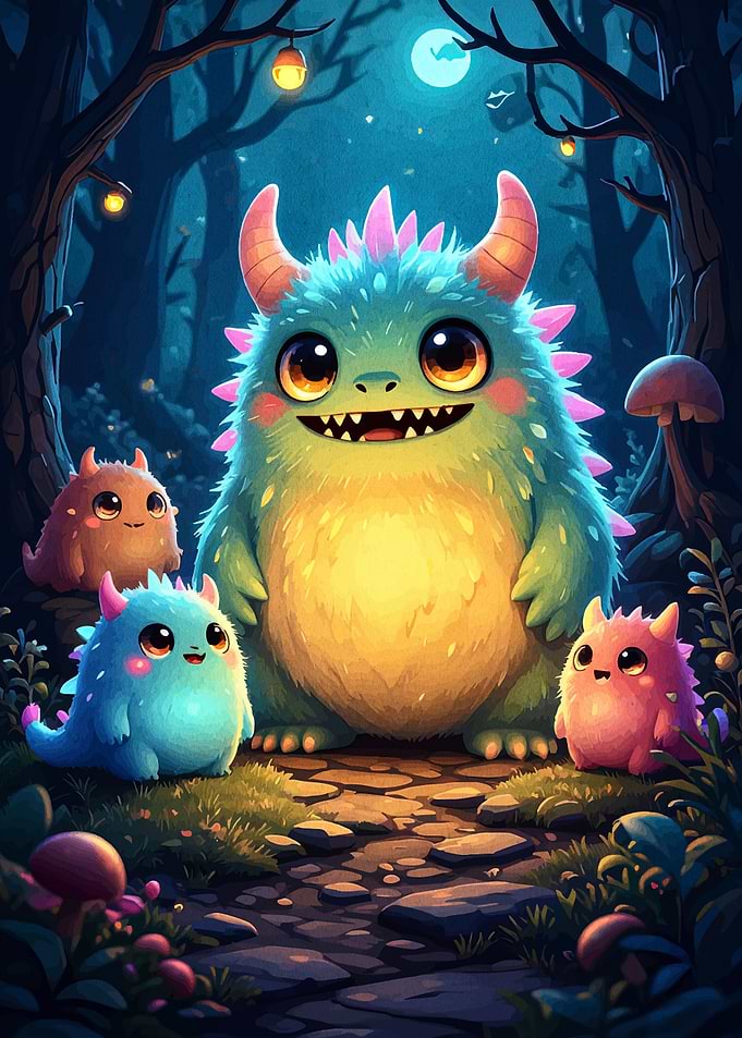 Cute Monsters in a Forest