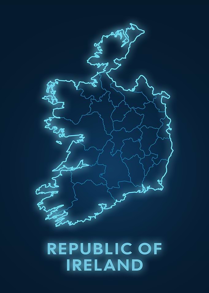 Republic of Ireland Neon Map