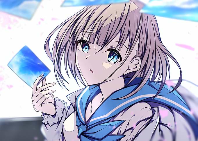 Anime Girl with Sky Card
