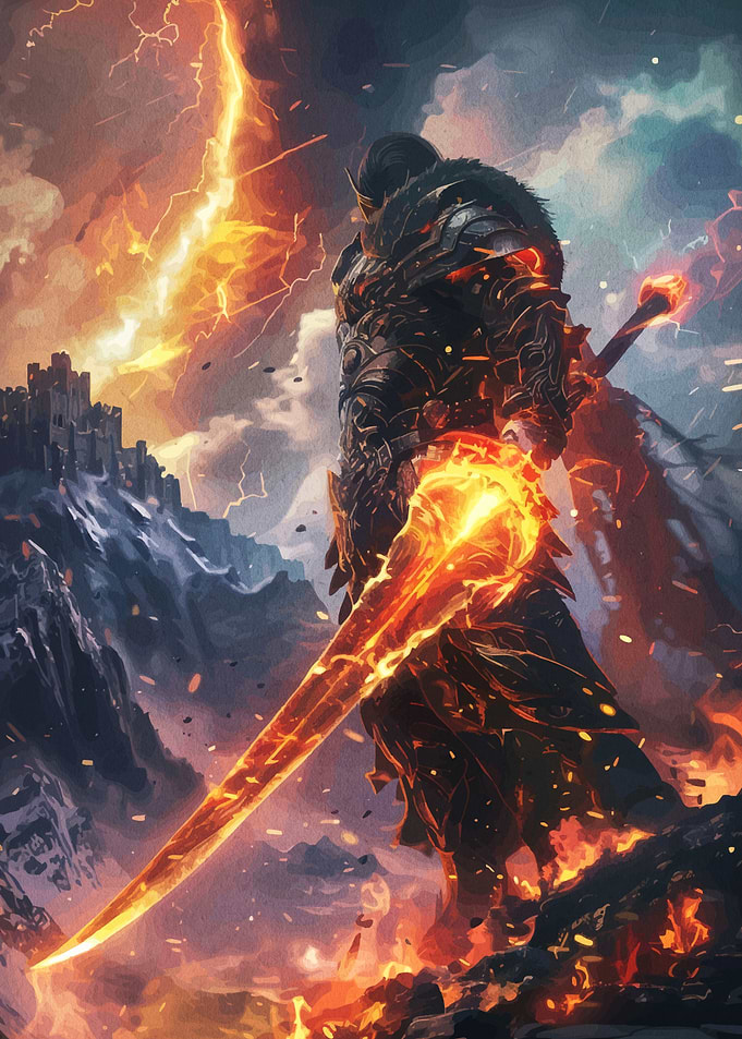 Fiery Knight Sword and Castle