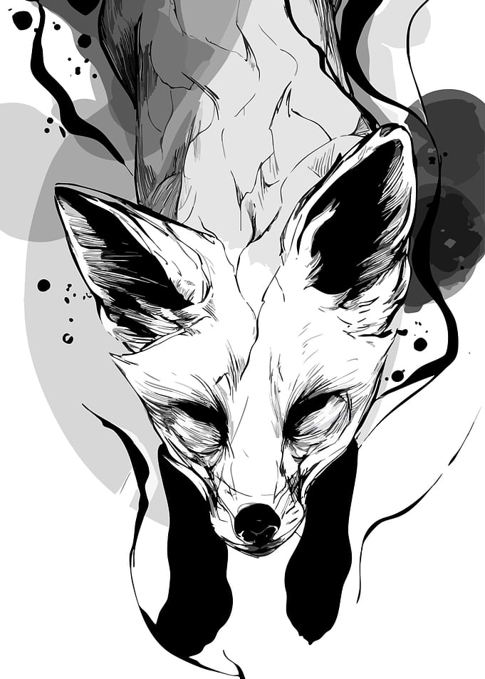 Monochrome Fox Illustration