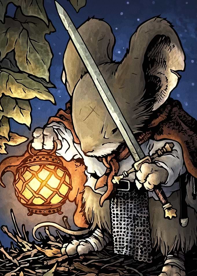 Brave Mouse Warrior with Lantern