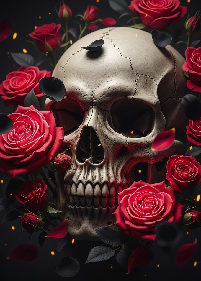 Skull and Roses Dark Beauty