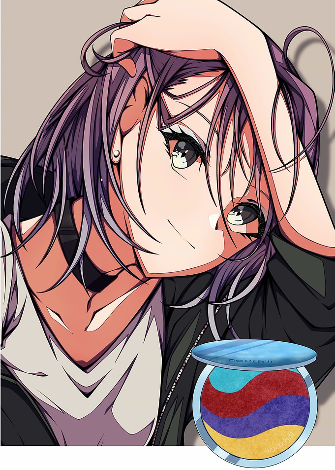 Anime Girl with Armenian Flag Palette