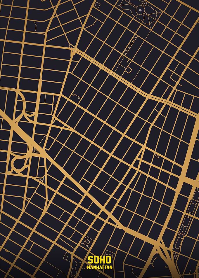 Soho Manhattan Map Art