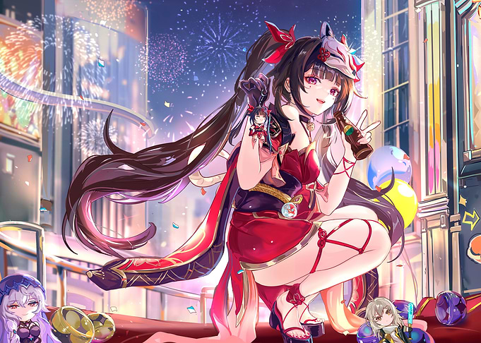 Girl Celebrating with Fireworks