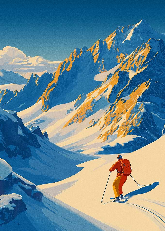 Skier in Mountain Landscape