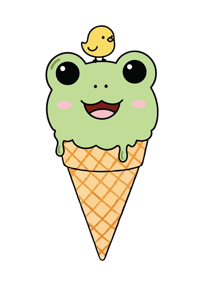 Frog Ice Cream with Bird Topping