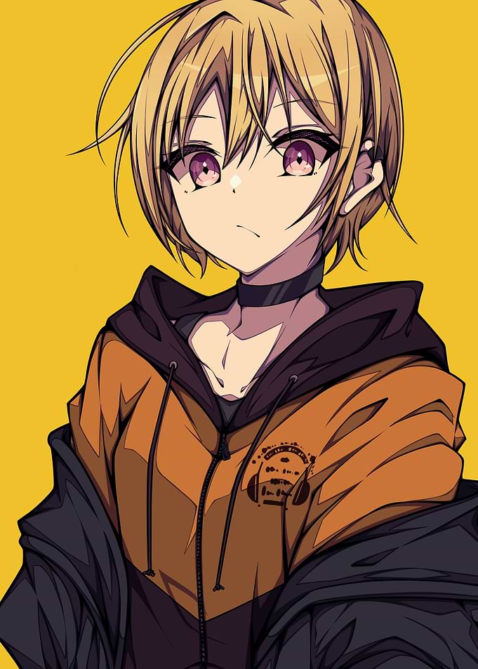 Anime Boy with Hoodie and Choker