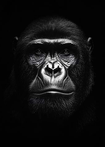 Monochrome Gorilla Portrait