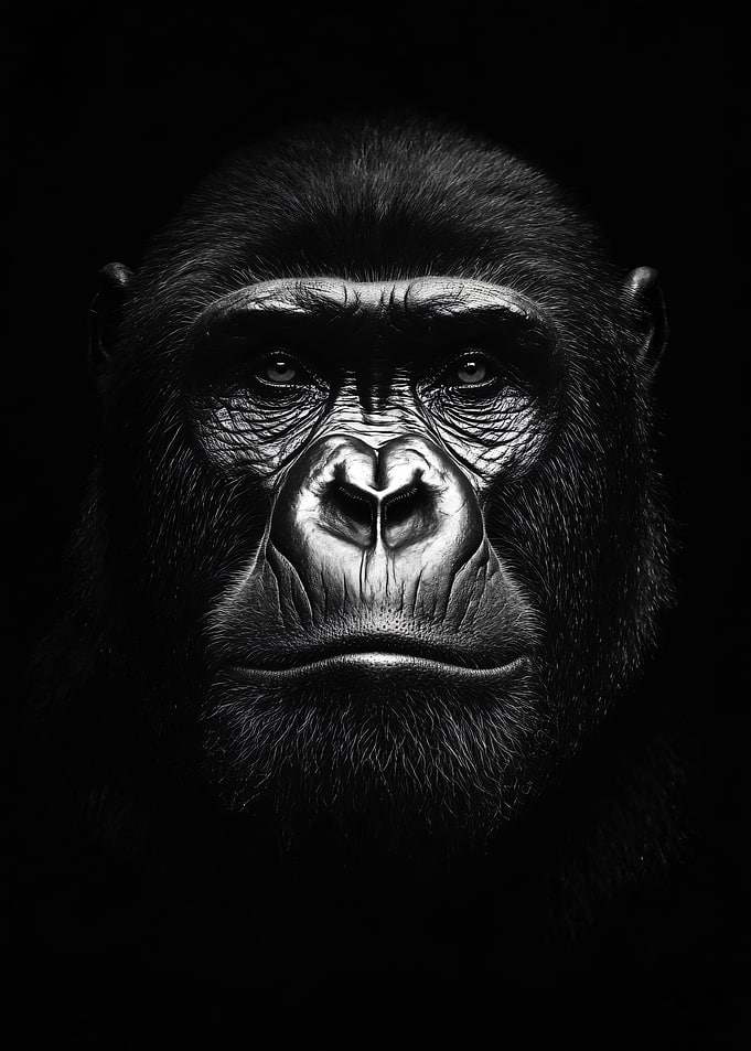 Monochrome Gorilla Portrait