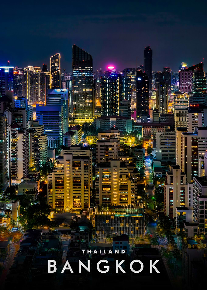 Bangkok Thailand Cityscape at Night