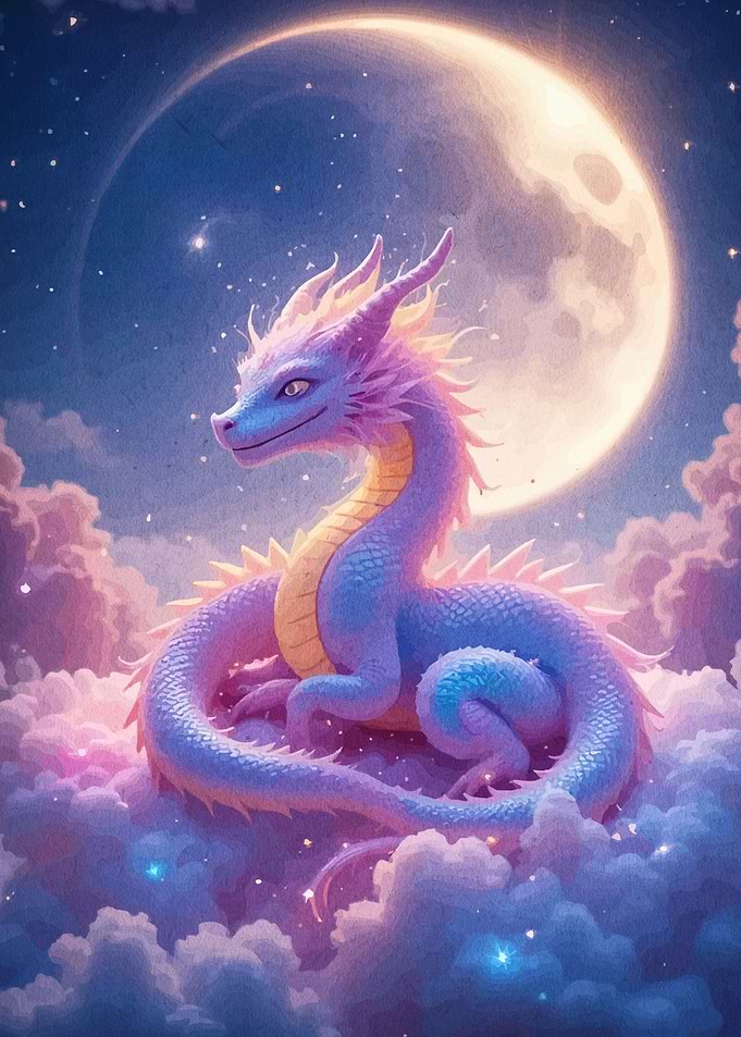 Dragon on Clouds Moon