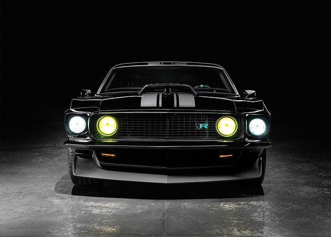 Black Car with Racing Stripes