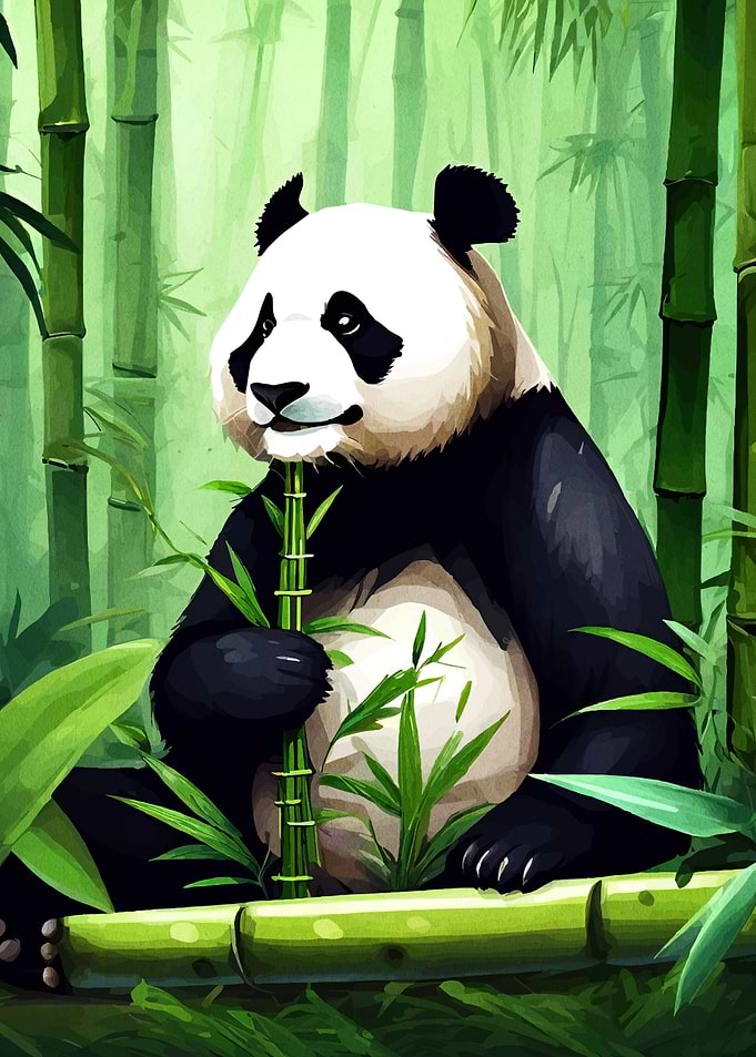 Panda in Bamboo Forest Illustration