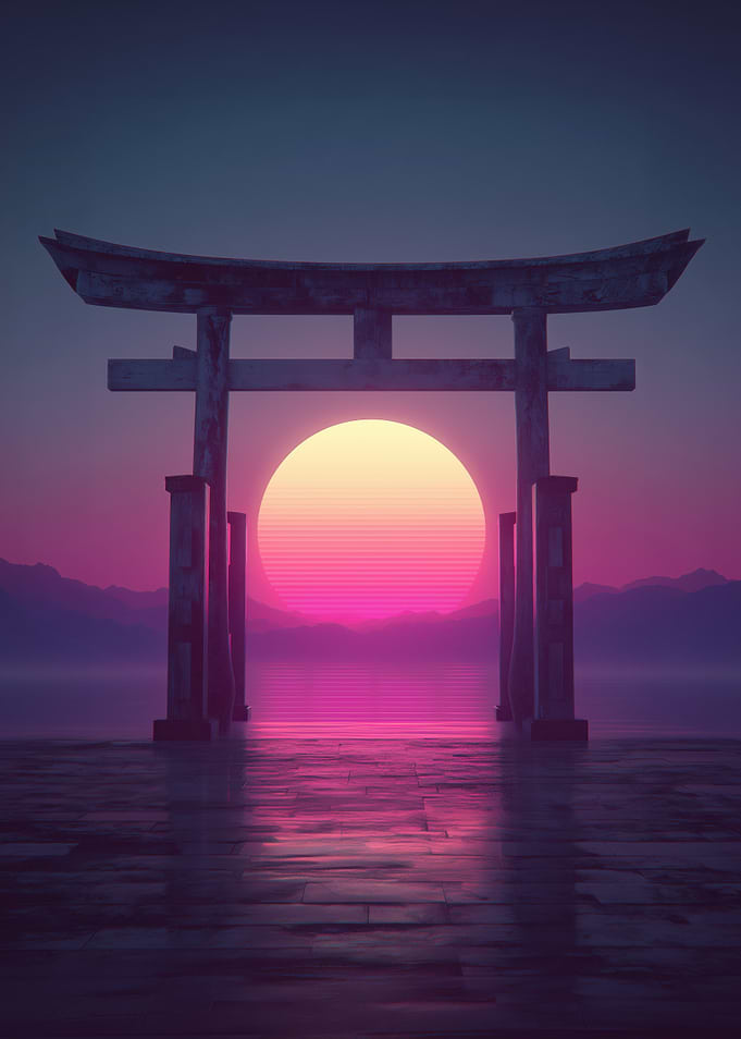 Synthwave Torii Gate Sunset