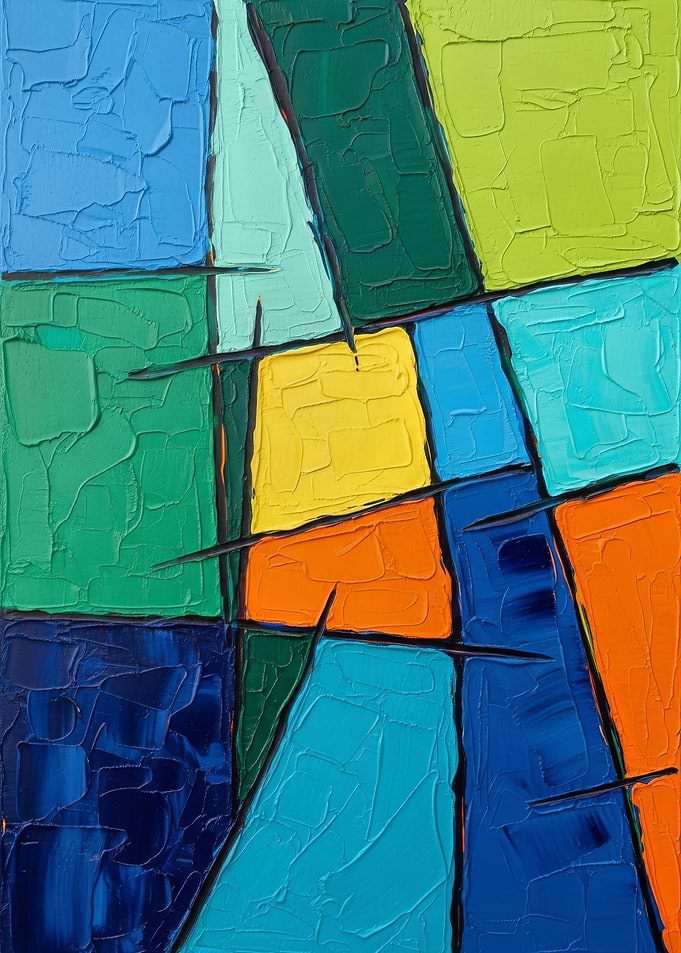 Abstract Geometric Painting with Bold Colors