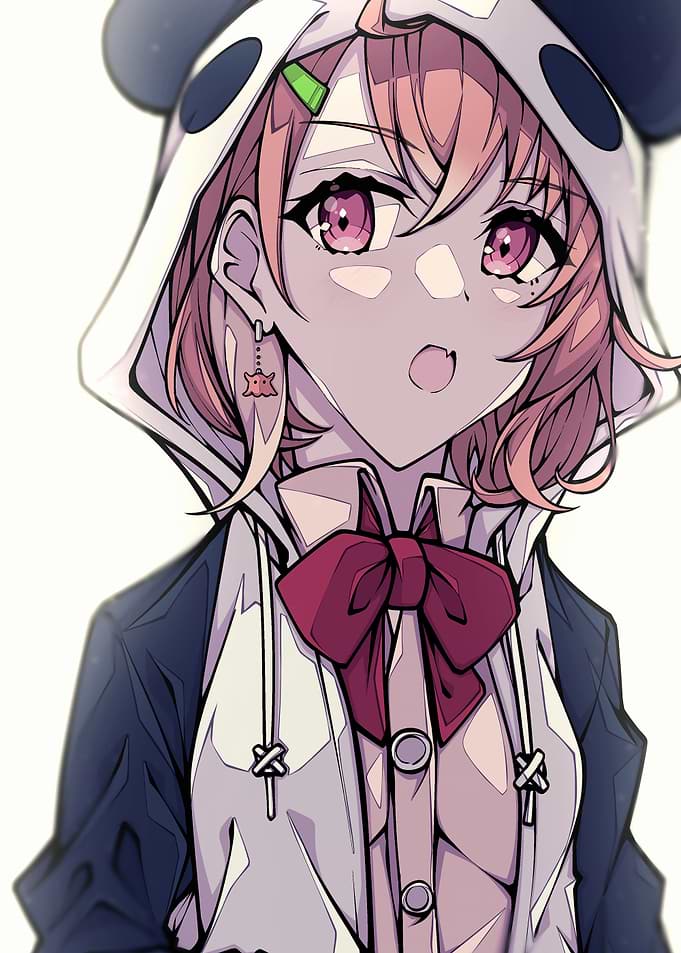 Anime Girl in Panda Hoodie