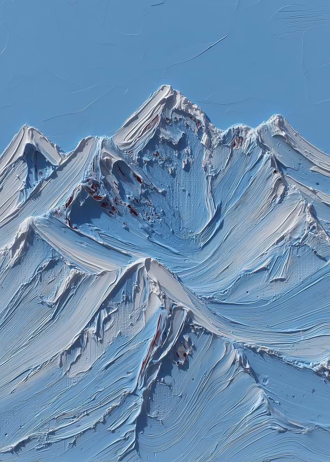 Alpine Mountain Wall Art — Impasto Peaks, Textured Snow-Capped Landscape for Ski Chalet & Lodge