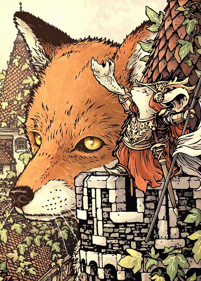 Fox, Mouse, and Tower Illustration