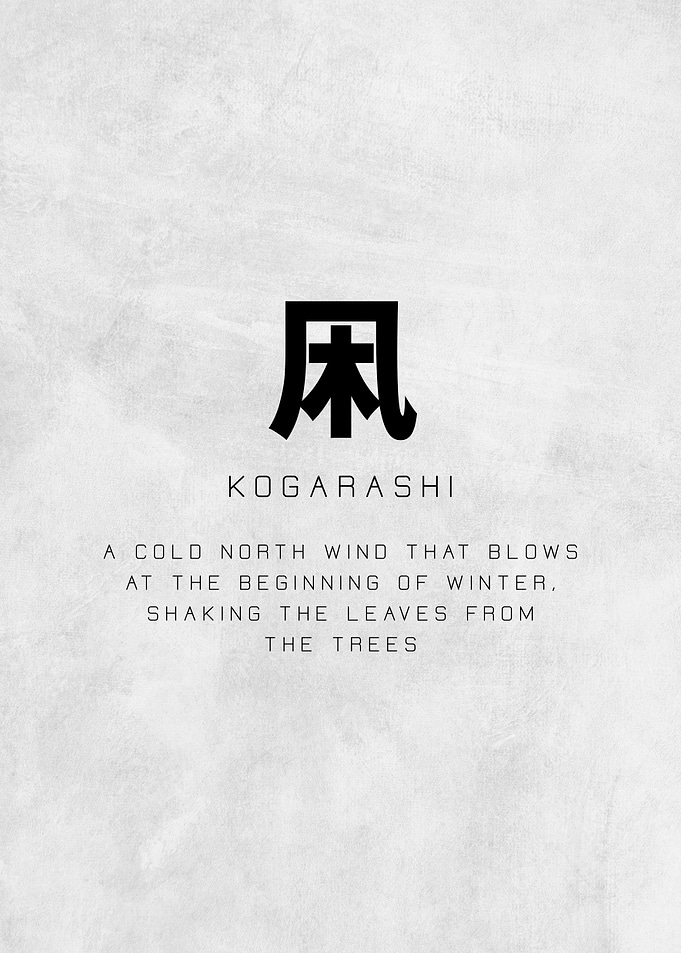 Zen Japanese Poster – Inspirational “Kogarashi” Aesthetic Wall Art