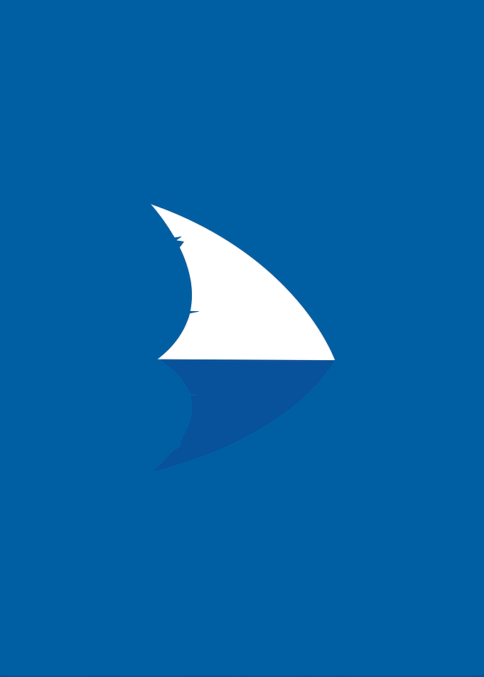 Minimalist Shark Fin on Blue