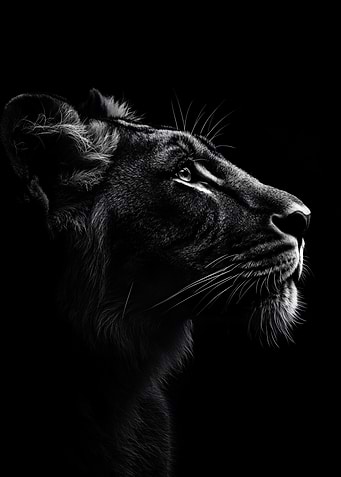 Monochrome Lion Portrait