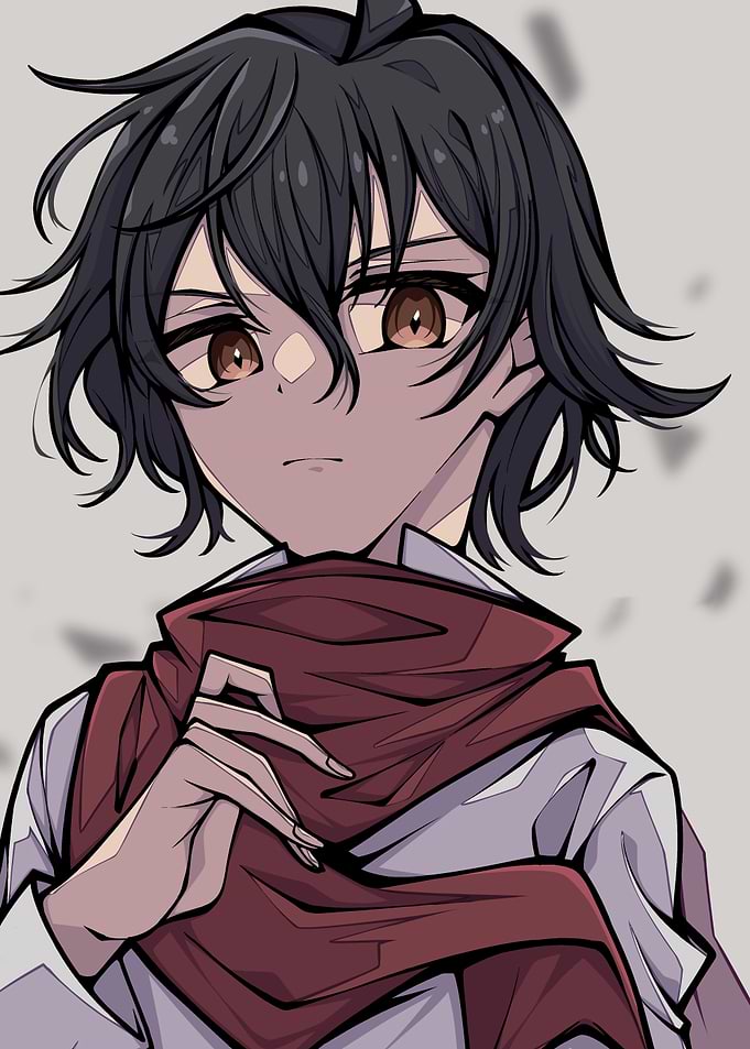 Anime Boy with Red Scarf