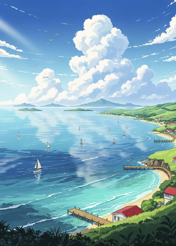 Coastal Anime Landscape