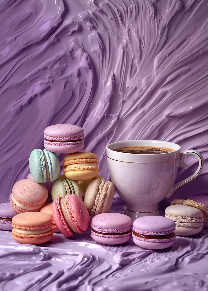 Lavender Macarons & Coffee Delight