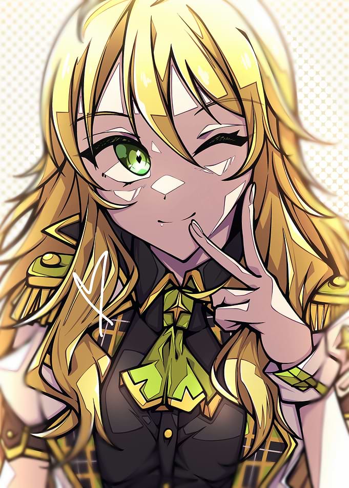 Anime Girl Winking with Peace Sign