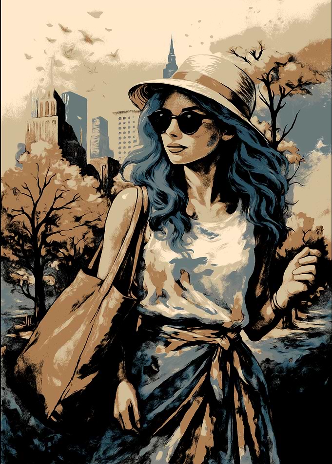 City Stroll Woman Digital Art