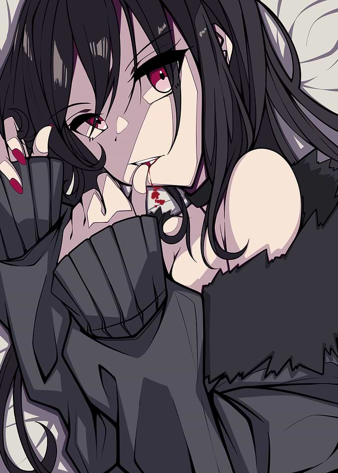 Anime Vampire Girl with Blood