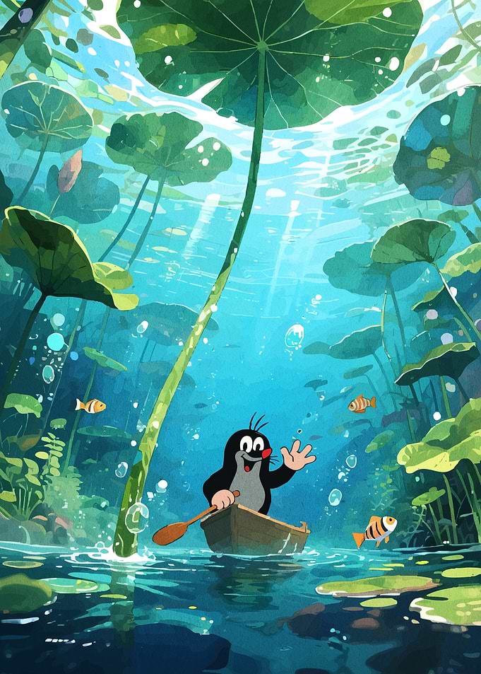 Krtek Mole Underwater Scene