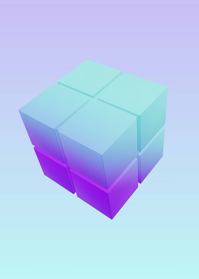 Abstract Cube with Gradient Colors