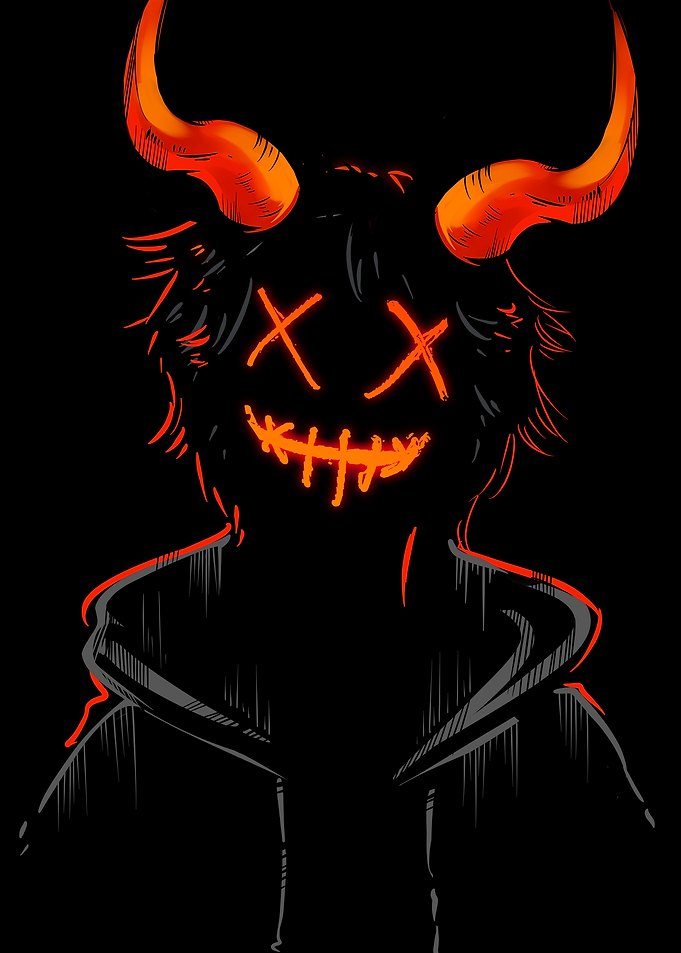 Devilish Figure with Glowing Mask